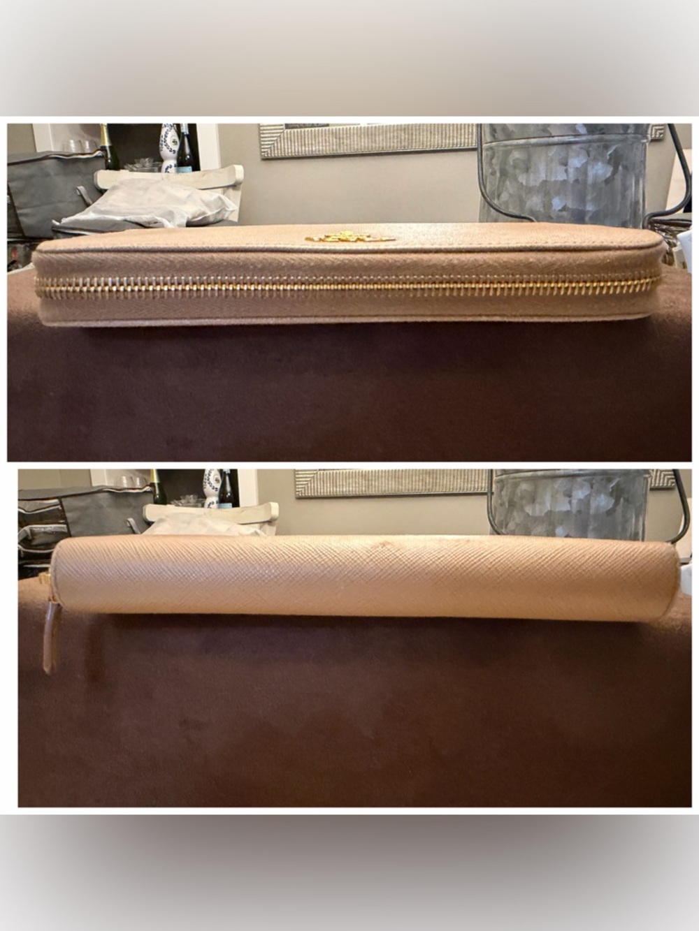 Prada Beige Saffiano Leather Zip-Around Wallet - Picture 3 of 15